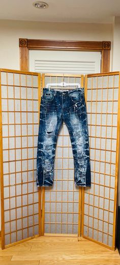 "An AWESOME OOAK pair of 1990s denim jeans!  These punk streetcore jeans are incredible. The jeans are surface distressed & paint-splattered in yellow / white / red paint drips.  I got soooooooo many compliments on these every time I wore them. Honestly hard to part with these -- but it's time for someone else to glow up in them. :)  Great for many specific styles: punk | streetcore | artists | artistic | alt | rave | raver | goth | grunge | stage | industrial  Great for festivals, raves, everyday wear, campus, school, etc.  Of course they're gender neutral: anyone could rock these jeans.  They'd look amazing in a fashion or band photoshoot too.  In excellent condition. A heavy weight well-made pair of denim jeans.  Unisex adult / gender neutral.  💥Condition: Excellent vintage condition Punk Ripped Fitted Jeans, Ripped Fitted Punk Jeans, Punk Style Ripped Fitted Jeans, Fitted Ripped Punk Jeans, Alternative Style Ripped Denim Jeans, Fitted Punk Style Denim Jeans, Distressed Denim Punk Jeans, Punk Style Fitted Dark Wash Jeans, Fitted Punk Jeans In Dark Wash