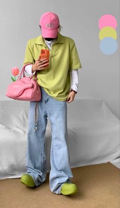 Bright Outfits Men, Pink Masc Outfits, Clothes Aesthetic Men, Colorful Outfits Men, Colorful Mens Fashion, Casual Outfits Mens, Colorful Style Outfits, Mens Outfits Streetwear, Aesthetic Men