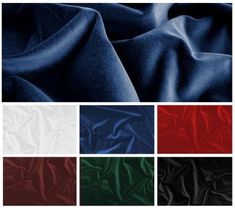 six different colors of satin fabric, including red, black, white and blue with the same color