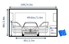 an image of a car garage with measurements for the door and window area in it