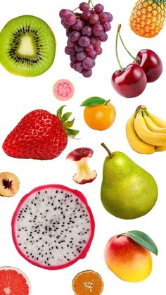 various fruits are arranged in the shape of a circle