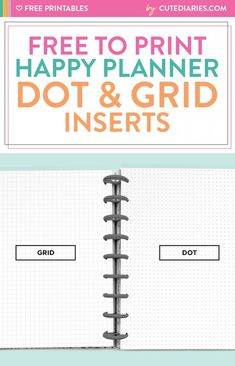 the free printable happy planner dot and grid inserts