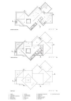 two drawings showing the floor plans for a house with multiple levels and different areas to each level