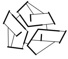 an abstract black and white drawing of three rectangles with one diagonal line on top