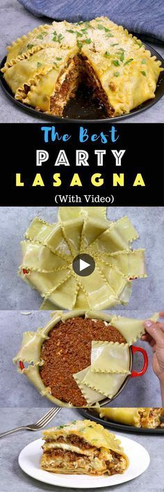 the best party lasagna with video is ready to be eaten and served for dinner