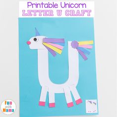 the letter u is made out of paper and cut into unicorns with colored strips