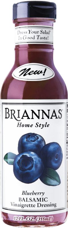 a bottle of blueberry vinegar dressing on a white background with the words brannas in