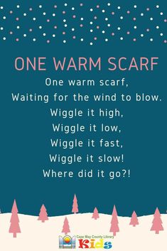 a christmas card with the words one warm scarf, waiting for the wind to blow