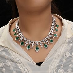 Gross Weight Approx. Gross Weight - 48.04 grams. Diamond & Gemstone Weight Approx. 12.73 Ct Natural Diamond (AVERAGE DIAMOND CLARITY SI1-SI2 AND COLOR H-I). Item Code SEN-51761(14k). Quantity (1) Necklace. Luxury Diamond Necklace With 17 Jewels For Reception, Luxury Emerald Necklace With 17 Jewels For Statement Jewelry, Luxury Traditional Diamond Necklace With Intricate Design, Traditional Luxury Diamond Necklace With Accents, Luxury Tarnish Resistant Diamond Necklace For Formal Occasions, Diamond Gem Necklace, Luxury Diamond Necklace With Intricate Design For Formal Occasions, Luxury Temple Jewelry Cubic Zirconia Necklaces, Luxury Exquisite Diamond Necklace For Weddings