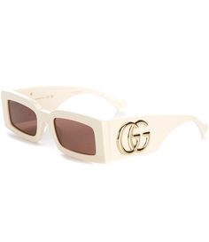 From Gucci&#x2C; these sunglasses feature:Acetate frameRectangle shapeSolid lensNot Rx ableNon-polarizedApprox. 53mm lens- 21mm bridge- 145mm templeImported. Gucci Sun Glasses Woman 2022, Elegant Beige Rectangular Sunglasses, Gucci Chain, Louis Vuitton Sunglasses Women, Trendy Gucci Rectangular Sunglasses, Luxury White Gucci Sunglasses, Elegant White Gucci Sunglasses, Chic Gucci Rectangular Sunglasses, Designer Gucci Rectangular Sunglasses