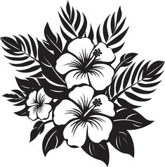 a black and white drawing of flowers