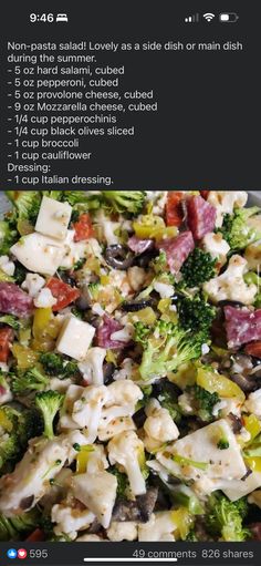 broccoli salad with cheese and other toppings