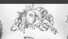 the sun and moon are depicted in this drawing