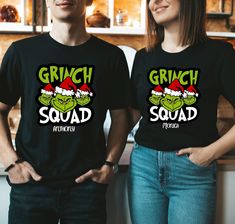 Custom Grinch Squad Shirt, Xmas Grinch Squad Shirt, Christmas Grinch Squad Shirt, Family Shirt, Merry Christmas Shirt, Grinch Lovers Tee,  Join the mischievous fun with our "Grinch Squad Shirt." This festive and playful shirt is perfect for those who embrace the Grinch's whimsical charm during the holiday season. Crafted for comfort and style, this shirt features a spirited design showcasing the iconic Grinch and his mischievous companions. Whether you're attending ugly shirt parties, spreading Grinchmas Christmas Shirts, Grinchmas Tshirt, Xmas Grinch, Christmas Grinch, Squad Shirt, Merry Christmas Shirts, Family Shirt, Ribbed Bodysuit, Custom Shirt