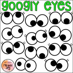 an eye chart with the words googly eyes in green and black on white background