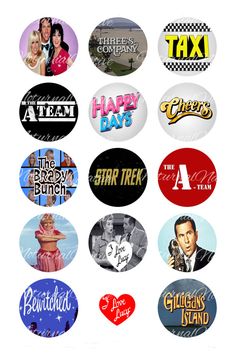 many different types of stickers are shown in this image with the words happy days on them