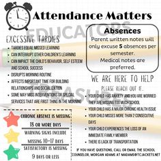 a poster with instructions on how to use attendance matters