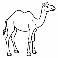 a black and white drawing of a camel