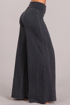 Another Fabulous Creation From Chatoyant! Soft and stretchy mineral wash wide leg pants with a wide fold-over waistband for comfort and support. Casual design in a relaxed fit, appealing on all body types for all day comfort (loungewear, everyday wear, travel, yoga, etc). Each item is hand-dyed for its unique character and american vintage laundered look,should expect variations in color and finishing. Stay Sexy! Fabric USA made Cotton/Spandex 95/5 Jersey Proudly made in the USA Dark Ash, Wide Leg Palazzo Pants, Ash Gray, Oui Oui, Casual Design, Cute Fits, Palazzo Pants, Dream Clothes