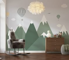 Snowy Green Mountains Hot Air Balloons Clouds Birds Wallpaper Self Adhesive Peel and Stick Wall Sticker Wall Decoration Removable Materials; Peel and Stick Vinyl or Non-Woven Embossed removable Wallpaper FEATURES: Wallpaper; * High Quality Non-Woven Embossed Matt Wallpaper * High Washability, UV Rays Resistant * Easy for use and application * Easy removable * Applicable with glue * Weight : 250 gr/m2 Pell and Stick; * Environment friendly and waterproof.  * Easy to install and cut  * Can be inst Balloons Wallpaper, Dreams Wallpaper, Shades Of Sage Green, White Bedrooms, Matt Wallpaper, Dinosaur Bedroom, Wallpaper High Quality, Balloon Clouds, Birds Wallpaper