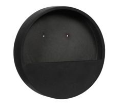 a black round object with two holes in the middle and one hole at the top