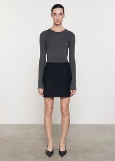 Twill Mini Skirt | Black Silk Sweater, Mini Skirt Black, Silk Knit, Knitwear Dress, S Crew, Sweater Knit, Short Jacket, Skirt Black, Crew Neckline