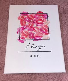 a card that has been made to look like a square with the words i love you on it