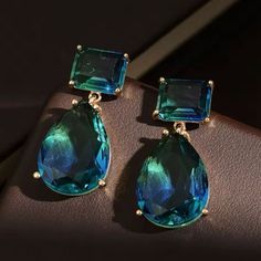 New Copper Cubic Zirconia Nice Packaging Fast Shipping Water Drops, Women Girl, Cubic Zirconia, Women's Earrings, Jewelry Earrings, Women Jewelry, Drop Earrings, Crystals, Blue