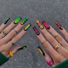 Rave Nails, Holiday Inspo, Crazy Nails, Gel Nail Colors, Unique Acrylic Nails