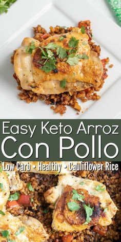 Spanish Keto Recipes, Low Carb Spanish Food, Keto Spanish Food, Keto Chicken And Rice, Keto Mexican Rice, Keto Chicken And Cauliflower Rice, Keto Chicken And Riced Cauliflower, Keto Spanish Rice Cauliflower, Keto Mexican Riced Cauliflower