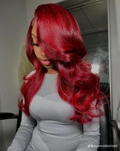 Red Weave Hairstyles, Frontal Wig Hairstyles, Sew In Hairstyles, Vibrant Hair, Instagram Hairstyles, Black Ponytail Hairstyles, Dope Hairstyles, Hair Inspiration Color