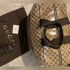 Gucci Gg Crystal Bag, With Shoulder Strap, Measurements: Length 60cm Height 35cm Width 30cm Max Extendable Shoulder Strap 60cm, Practically Never Used. Brand New Unisex Traveling Bag Gucci Overnight Bag, Gucci Travel Bag, Gucci Shopping Bag, Gucci Travel, Gucci Belt Bag, Hard Suitcase, Gucci Vintage Bag, Traveling Bag, Leather Duffel Bag