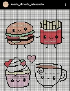 the cross stitch pattern shows different types of food