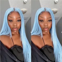 Ice Blue Lace Front Wig, Sky Blue Wigs For Black Women, Icy Blue Lace Front Wig, Light Blue Wig, Light Blue Human Hair Wigs, Baby Blue Hair, Blue Ombre Wig, Blue Wigs, Party Wig