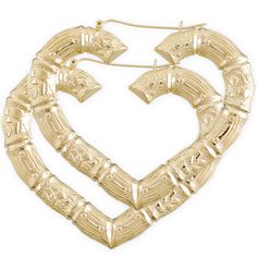 Large 10kt gold puffed hollow heart door knocker bamboo earrings 3 inch wide, these earrings, these 80s inspired jewelry are popular today like 80s fashion trend, these Bamboo Earrings are sold 2 earrings in 1 set (1 pair) with secure clip enclosures. These earrings are perfect for making a statement, no matter the occasion. With the unique design, these earrings are sure to turn heads. Metal: 100% 10k gold (not plated). Width: 3 Inch - (7.5 cm) Approx. Height: 2 1/2 Inch - (6.3 cm) Approx. Thic Heart Bamboo Earrings, 80s Fashion Trends, Bamboo Hoop Earrings, Bamboo Earrings, 2 Earrings, Hollow Heart, Door Knocker, Puffy Heart, Inspired Jewelry