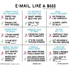 an e - mail like a boss chart with the words, i think it's okay