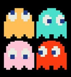 an image of four pac - man pixel art