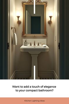 Elegant small bathroom design with statement mirror Statement Mirror, Pedestal Sink