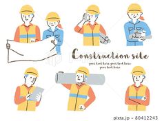 construction worker in various poses and gestures