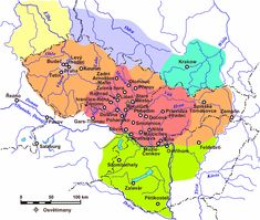 a map of ukraine showing the major cities and their respective roads in green, red, blue, yellow, and orange