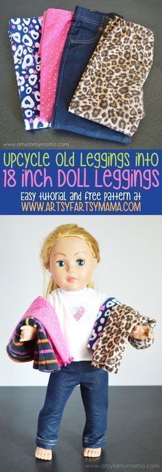 the doll is wearing jeans with leopard print on them