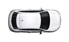 an overhead view of the top of a white car