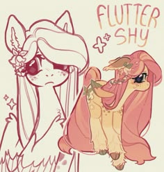 an image of two cartoon characters that are in the style of flutterr and shy