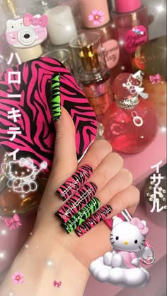 Neon pink and green long zebra print nail art with glitter Pink Xxl Acrylic Nails, Neon Y2k Nails, 2000s Mcbling Nails, 2010 Nail Designs, Neon Pink And Green Nails, Pink Glitter Acrylics, 2010 Nails, Xxl Acrylic Nails