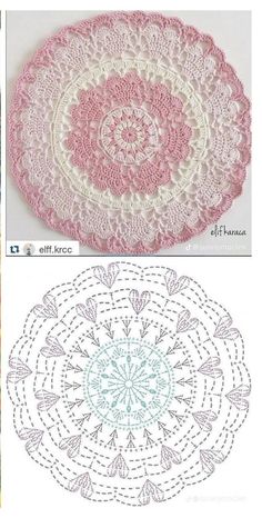 crocheted doily patterns with different colors and sizes