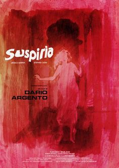 the movie poster for suspiria, with an image of a woman in pink