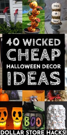 halloween decor with pumpkins and jack - o'- lanterns