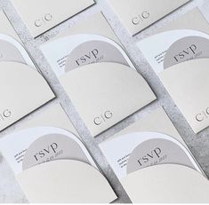 six white business cards with rounded corners