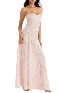 HOUSE OF CB Blush Lace-Back Gown | Nordstrom Abigail Dress, High Waist Maxi Dress, Floral Lace Maxi Dress, Sheer Lace Dress, Backless Dress Summer, Vestidos Color Rosa, Fitted Maxi Dress, Spaghetti Strap Maxi Dress, Floral Dresses Long