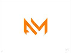 the letter m is made up of two orange letters, one in the shape of an arrow